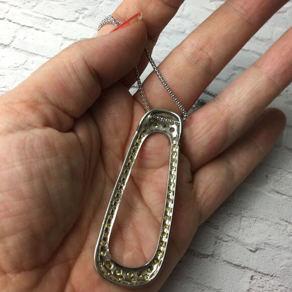 Canary yellow large CZ pendant on popcorn chain - Picture 8 of 11